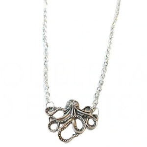 Artisan Crafted Octopus Pendant Necklace Silver Nautical Beach Ocean Vacation